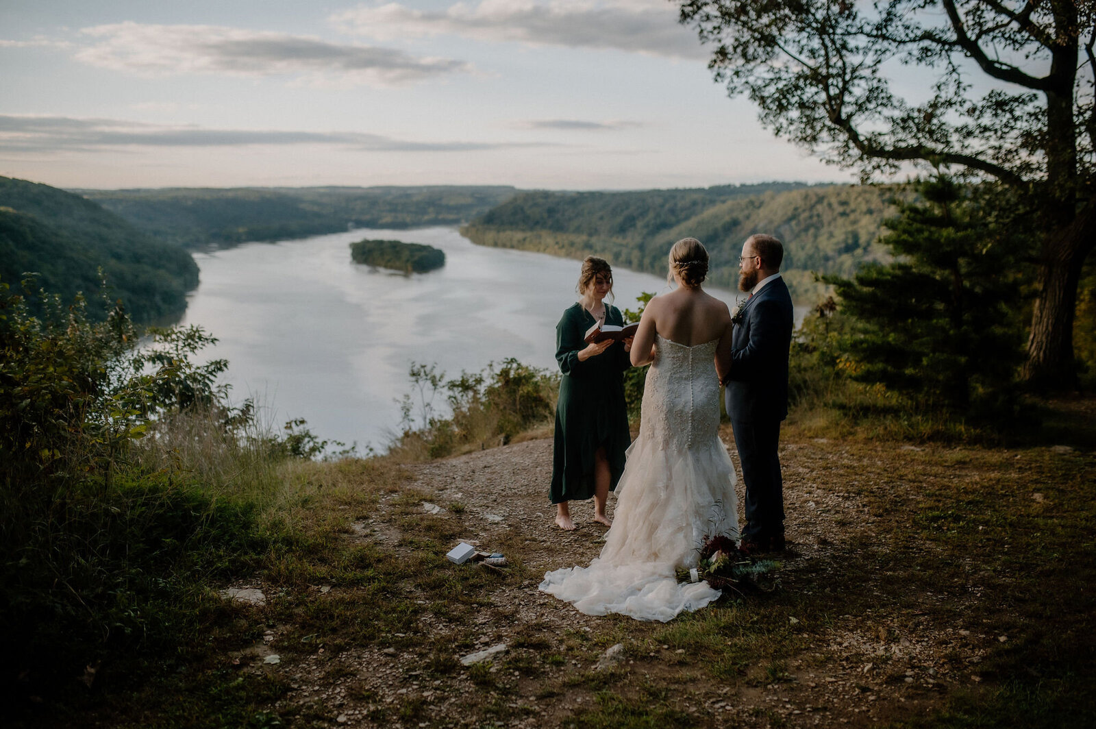 Couple and wedding officiant outdoor elopement in York, PA