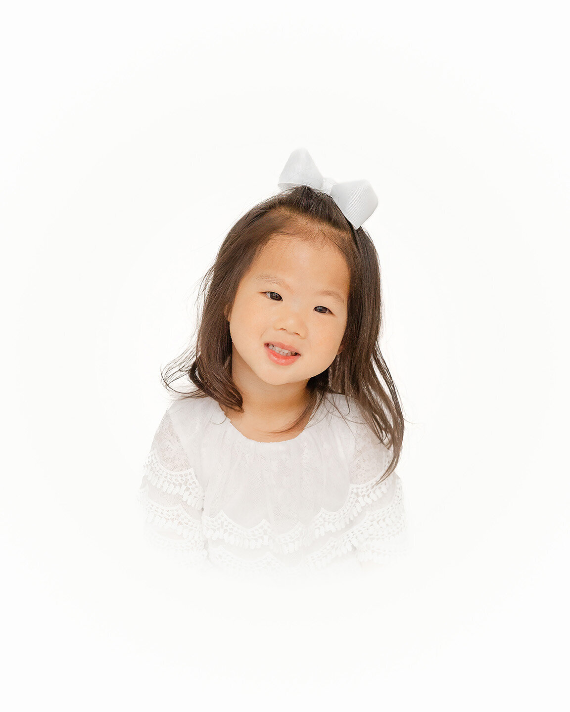 toddler girl smiling during heirloom photography in Prince William County, Virginia