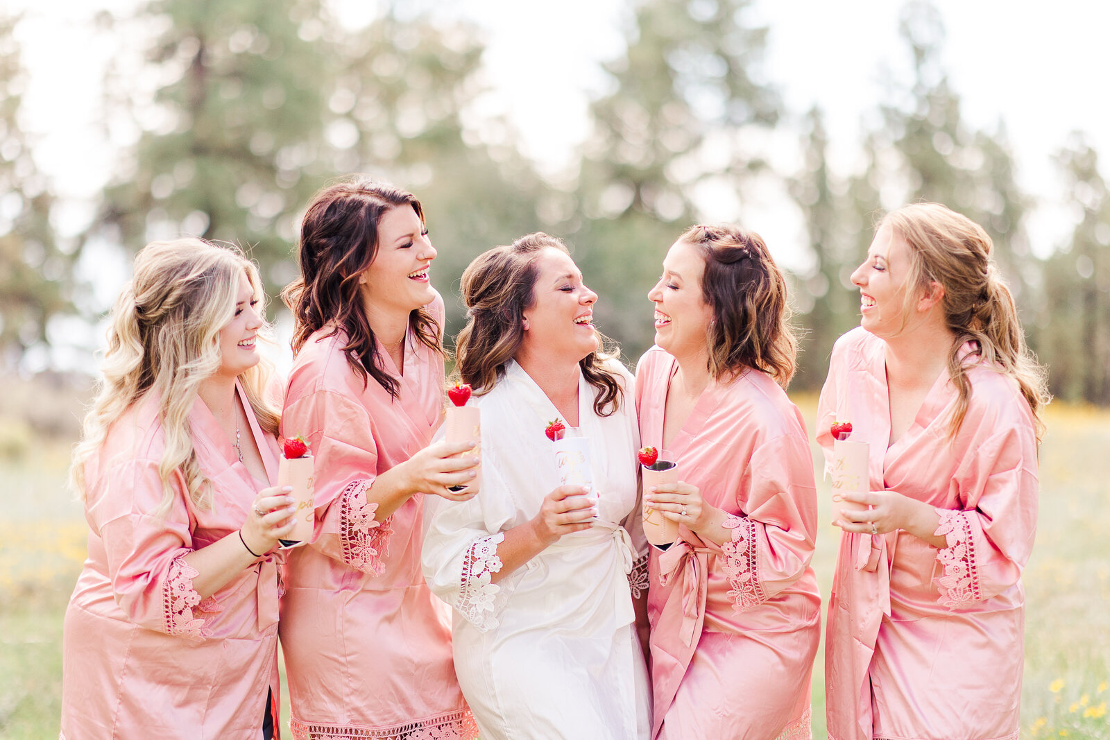 bridesmaids in nightgowns