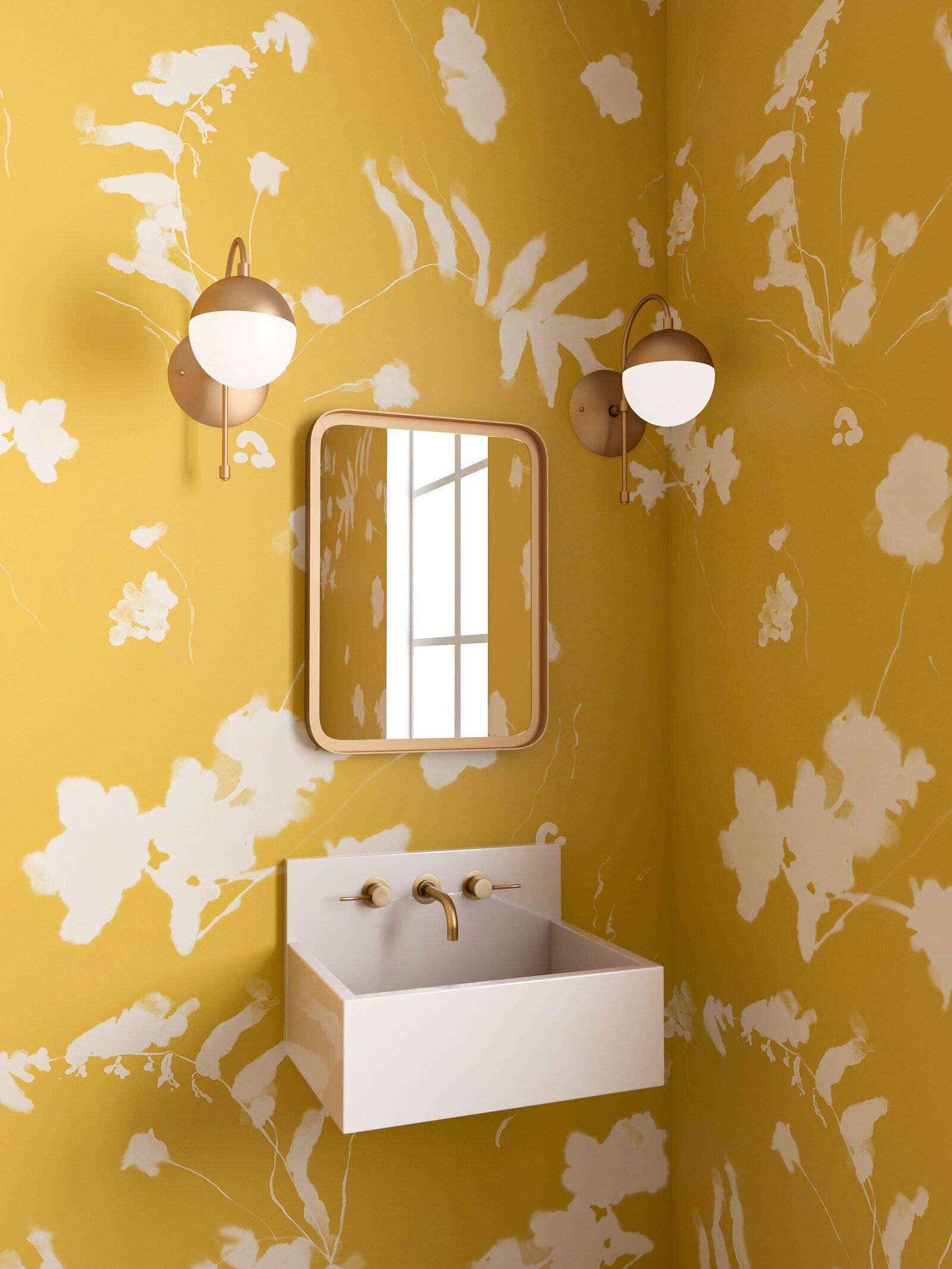 Surface Pattern Design and Art Licensing by Lucia Pador - Greenhouse for drop it Modern - GREENHOUSE© MURAL _ MUSTARD_1