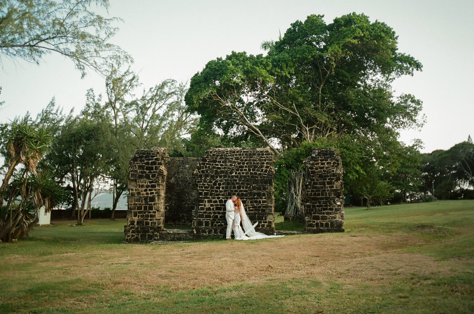 bride-groom-portraits-saint-lucia-ruins-historic-wedding
