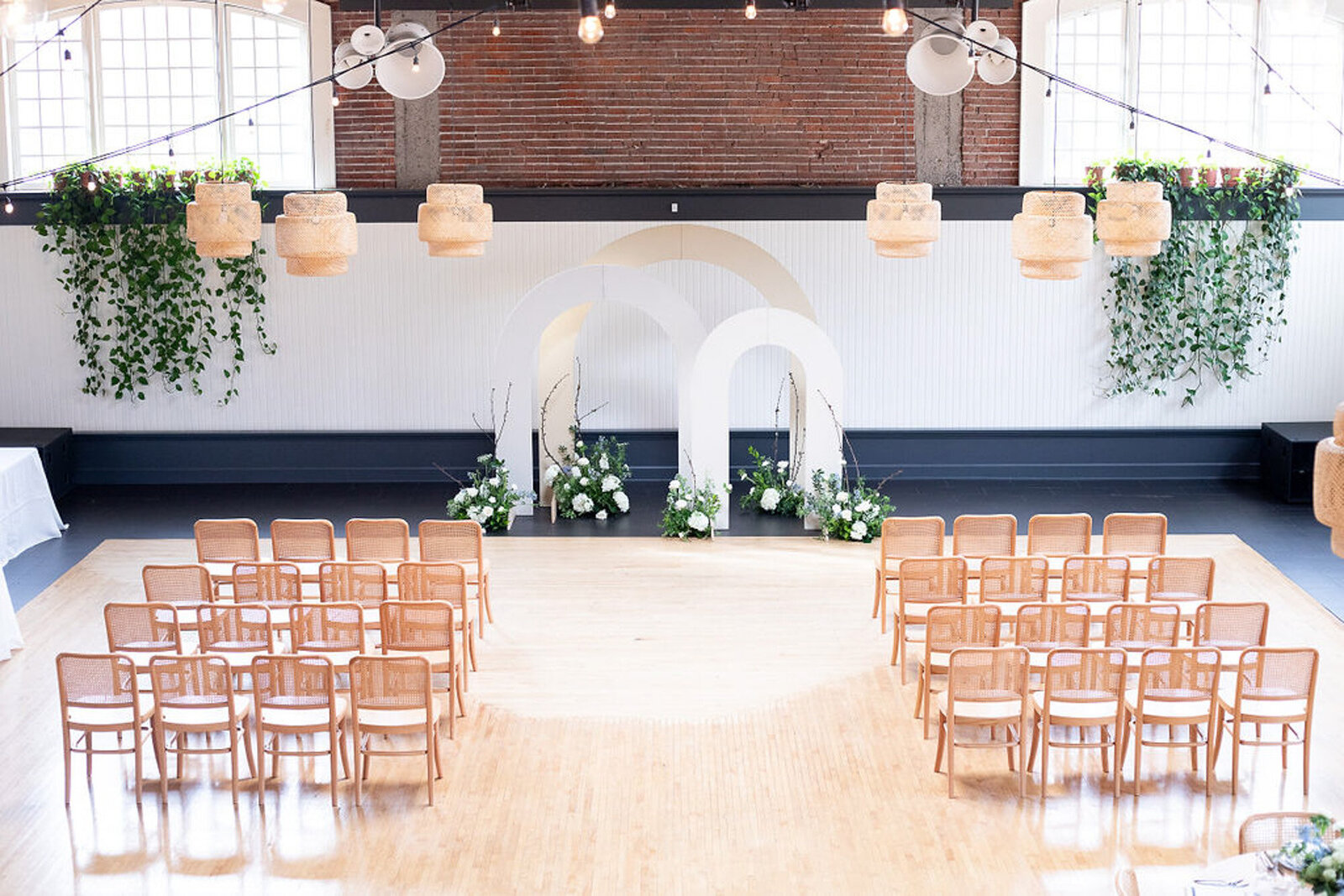 Elegant wedding ceremony setup at The Evergreen