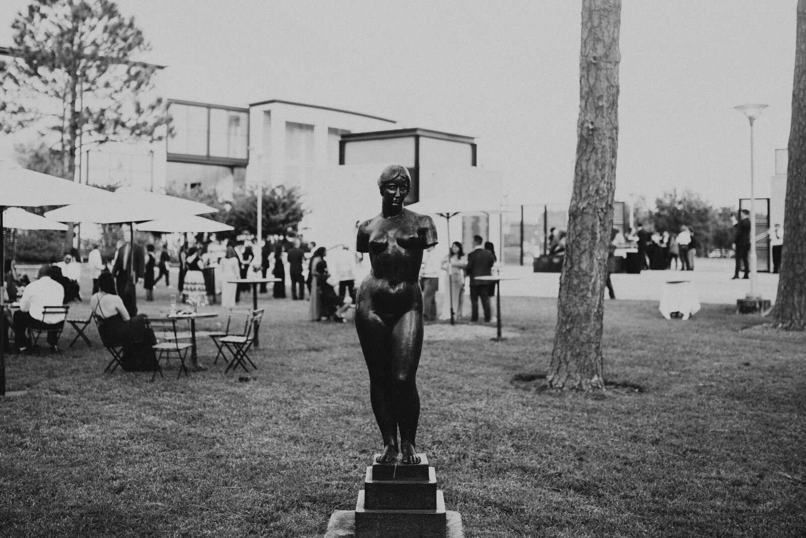Black and white statue outside
