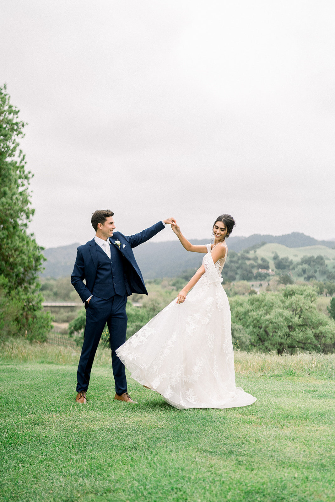 Bride and Groom’s Romantic Walk at Sunstone Winery