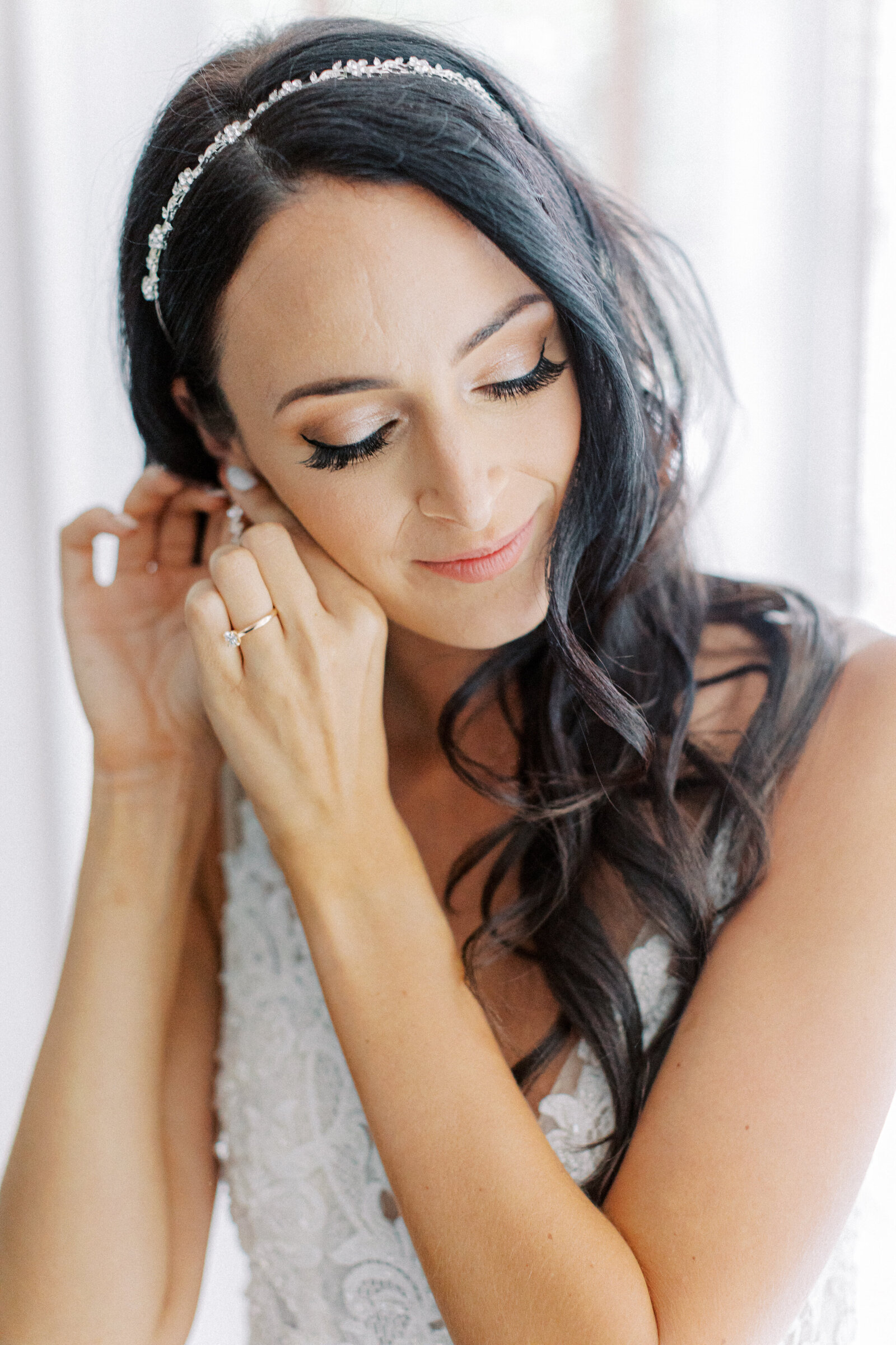 Bride getting ready for wedding.