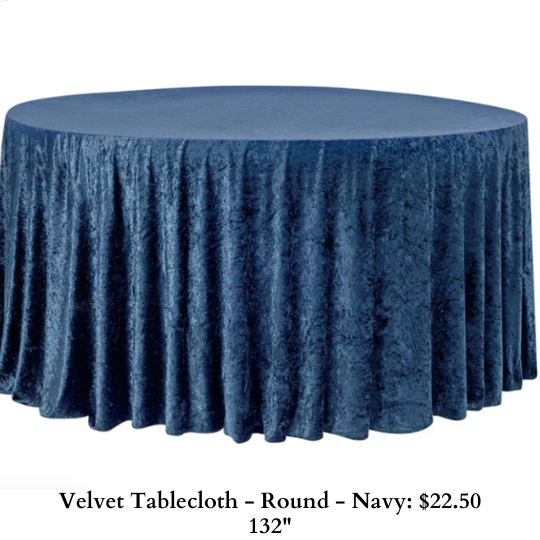 Velvet Tablecloth - Round - Navy - 987