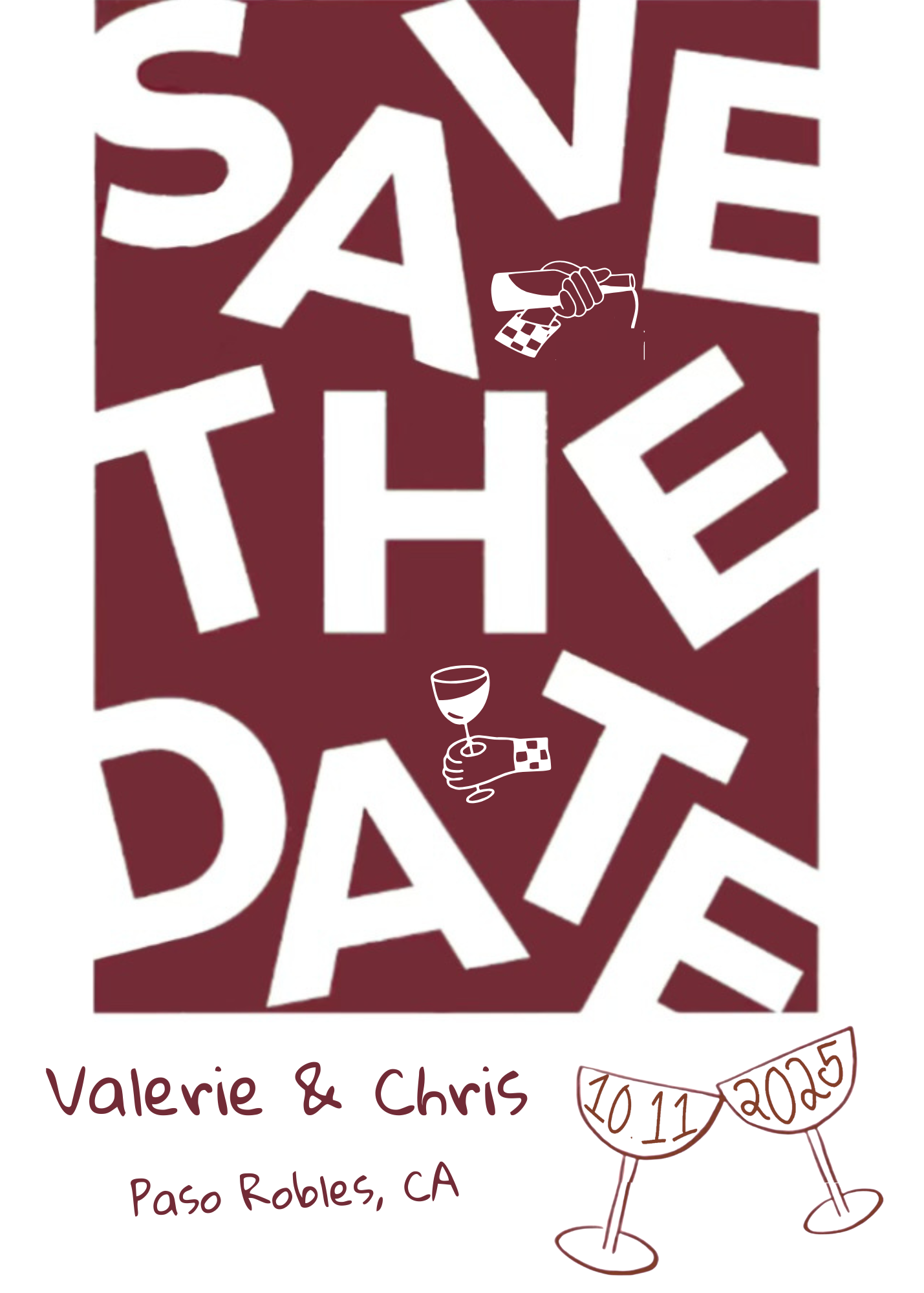 Green Cream Save the Date Wedding Invitation (Invitation (portrait))