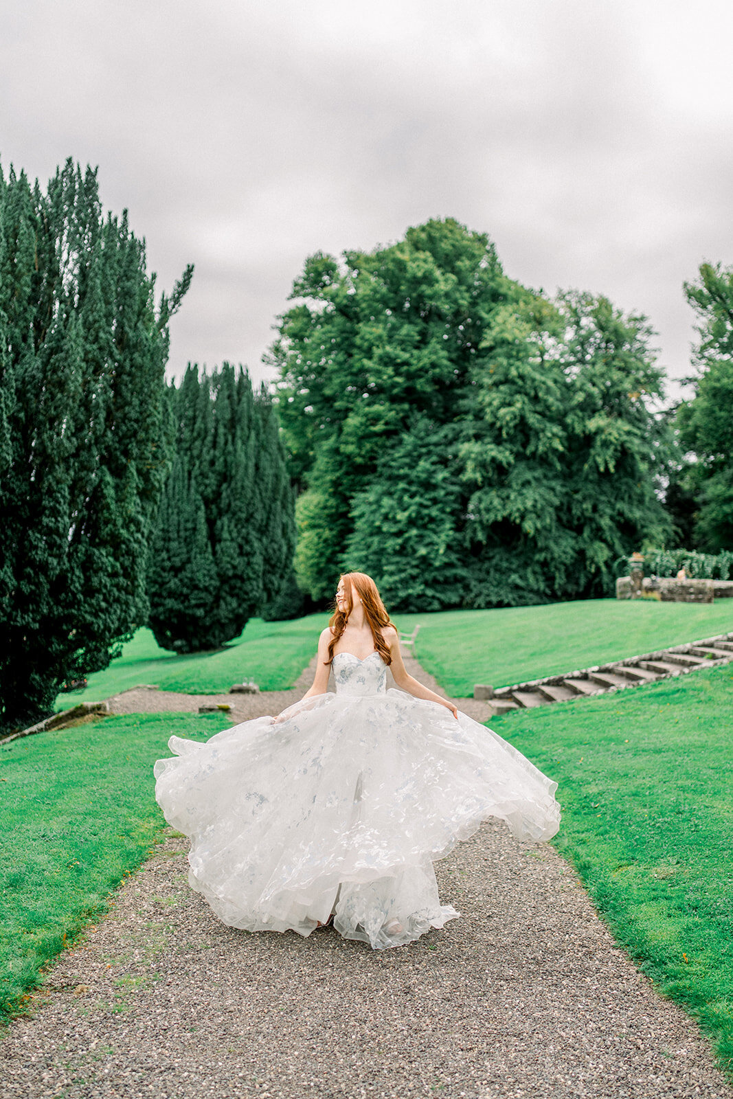 Bride’s Stunning Lace Gown at Castle Leslie, Ireland