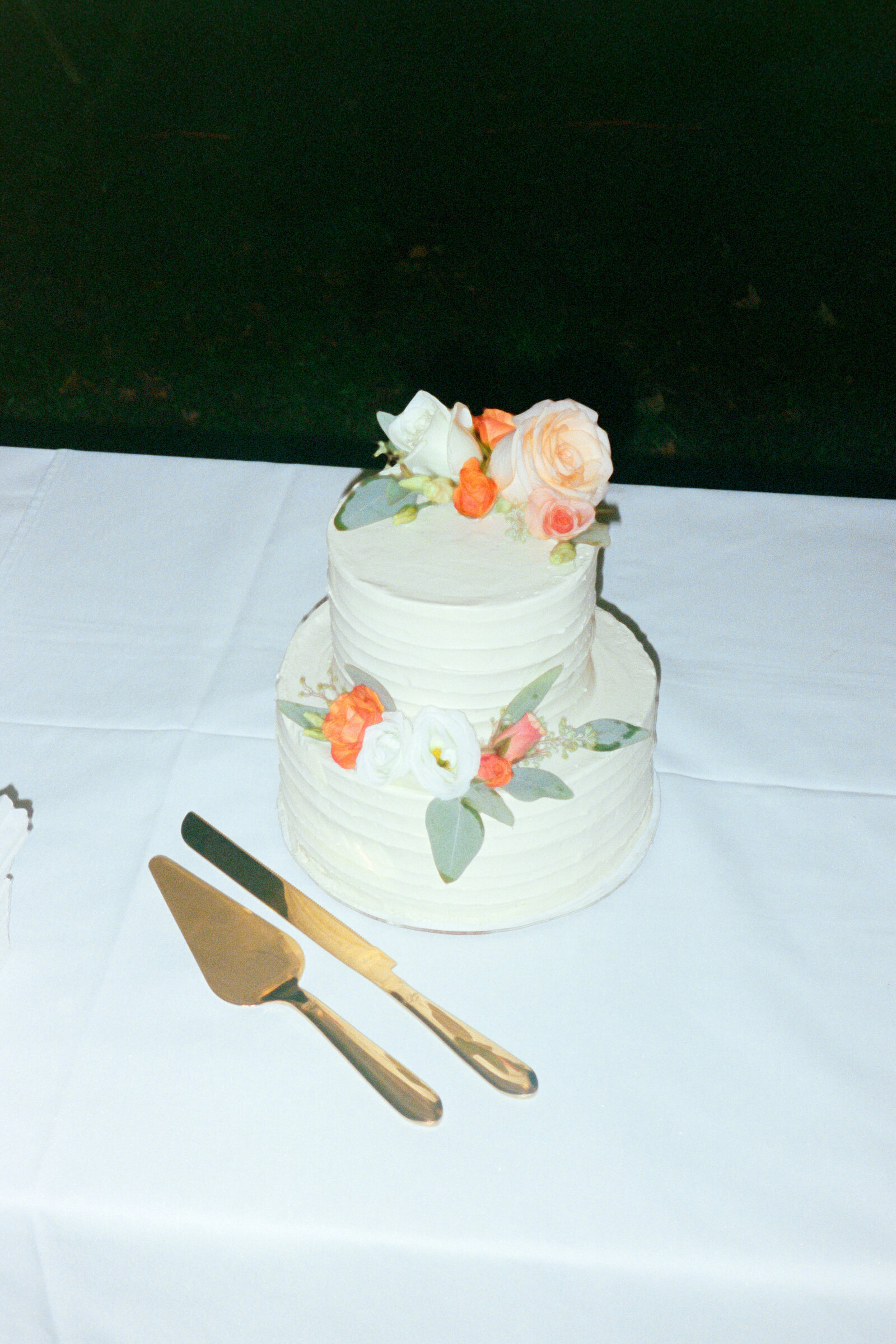 A wedding cake on a table