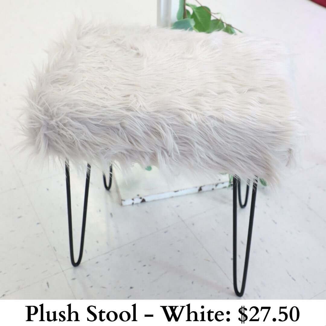 Plush Stool-White-316