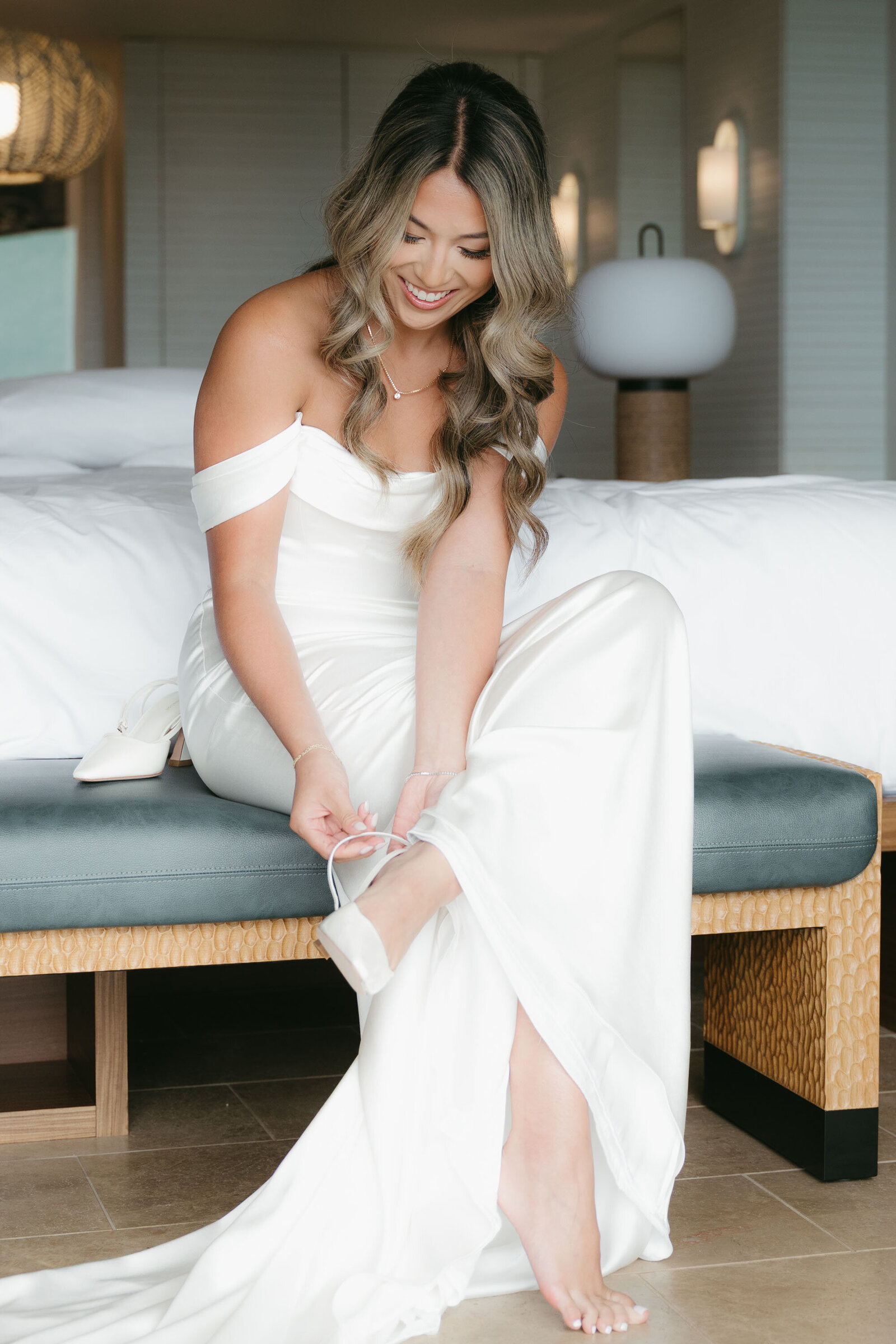 Kayli & Robbie getting ready at Andaz Maui Wailea wedding