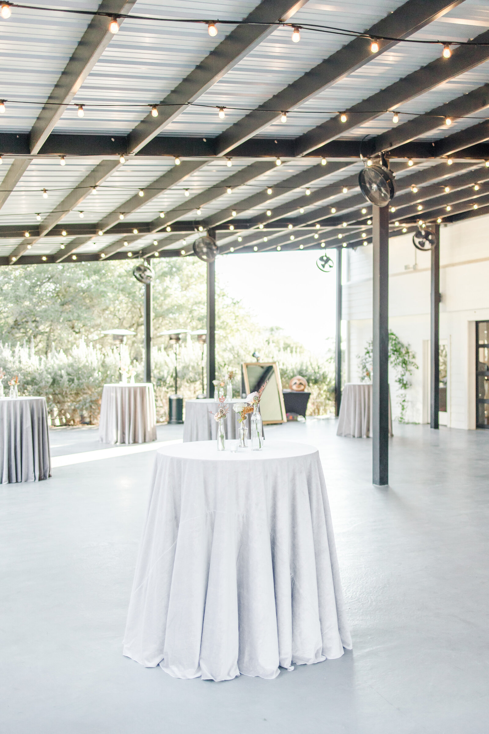 outdoor wedding cocktail area