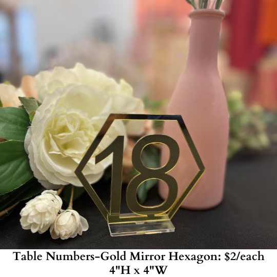 Table Numbers-Gold Mirror Hexagon-871