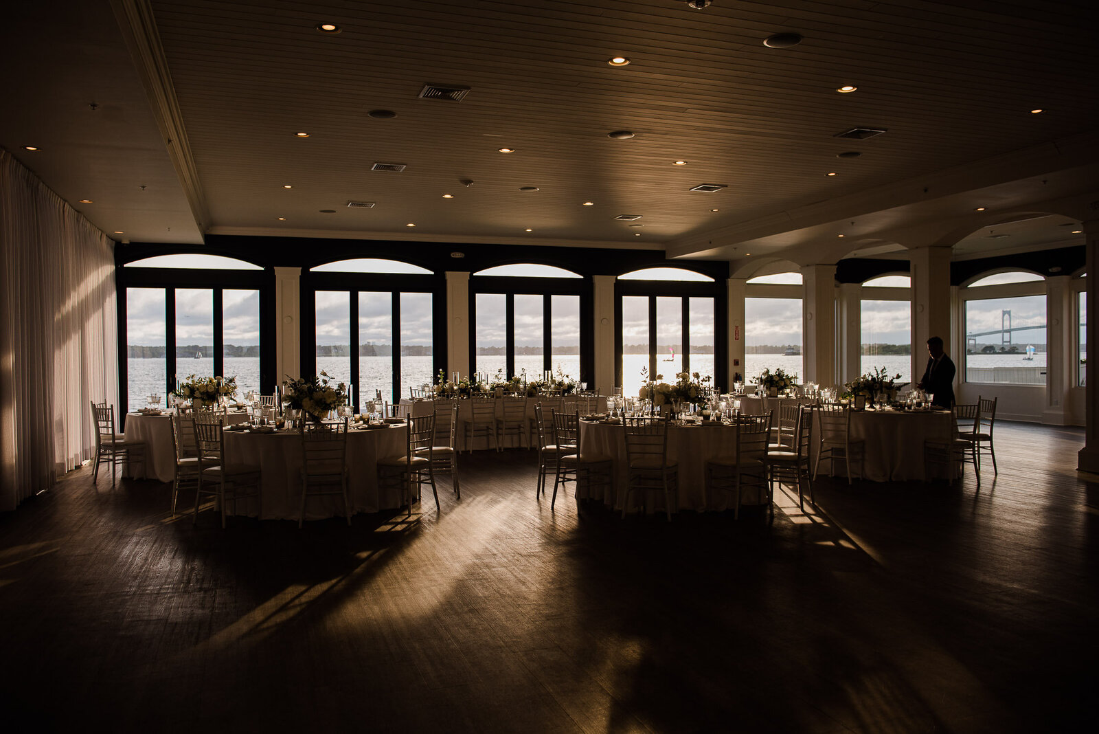 dramatic overall of room at Belle Mer
