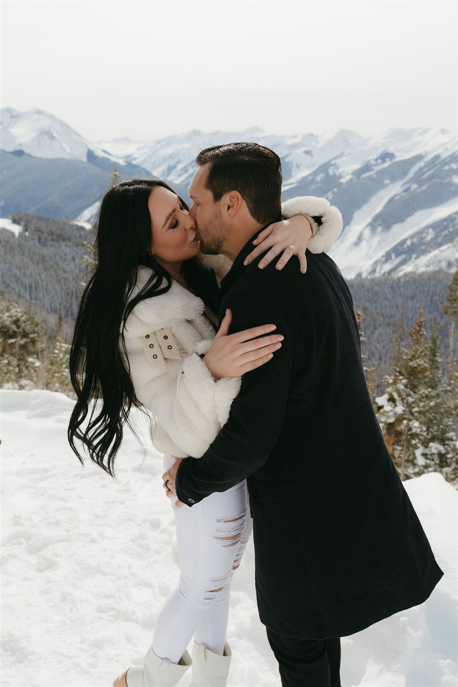 Aspen winter engagement photography on Ajax Mountain