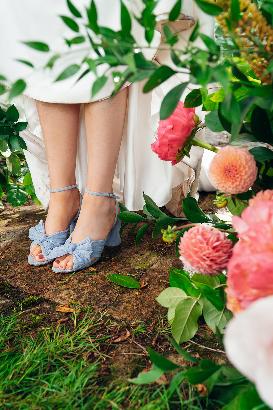 loeffler-randall-blue-wedding-shoes-among-bright-florals-at-summer-wedding
