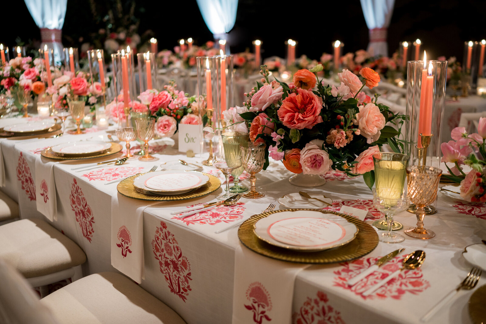 Chicago Illuminating Company Wedding with Pink Block Print Linens_39