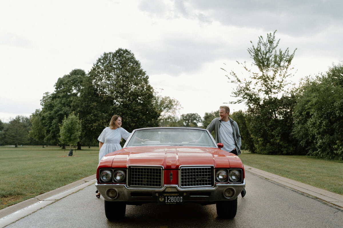 Timeless Romance- Vintage Engagement Session with Classic Car Charm-9