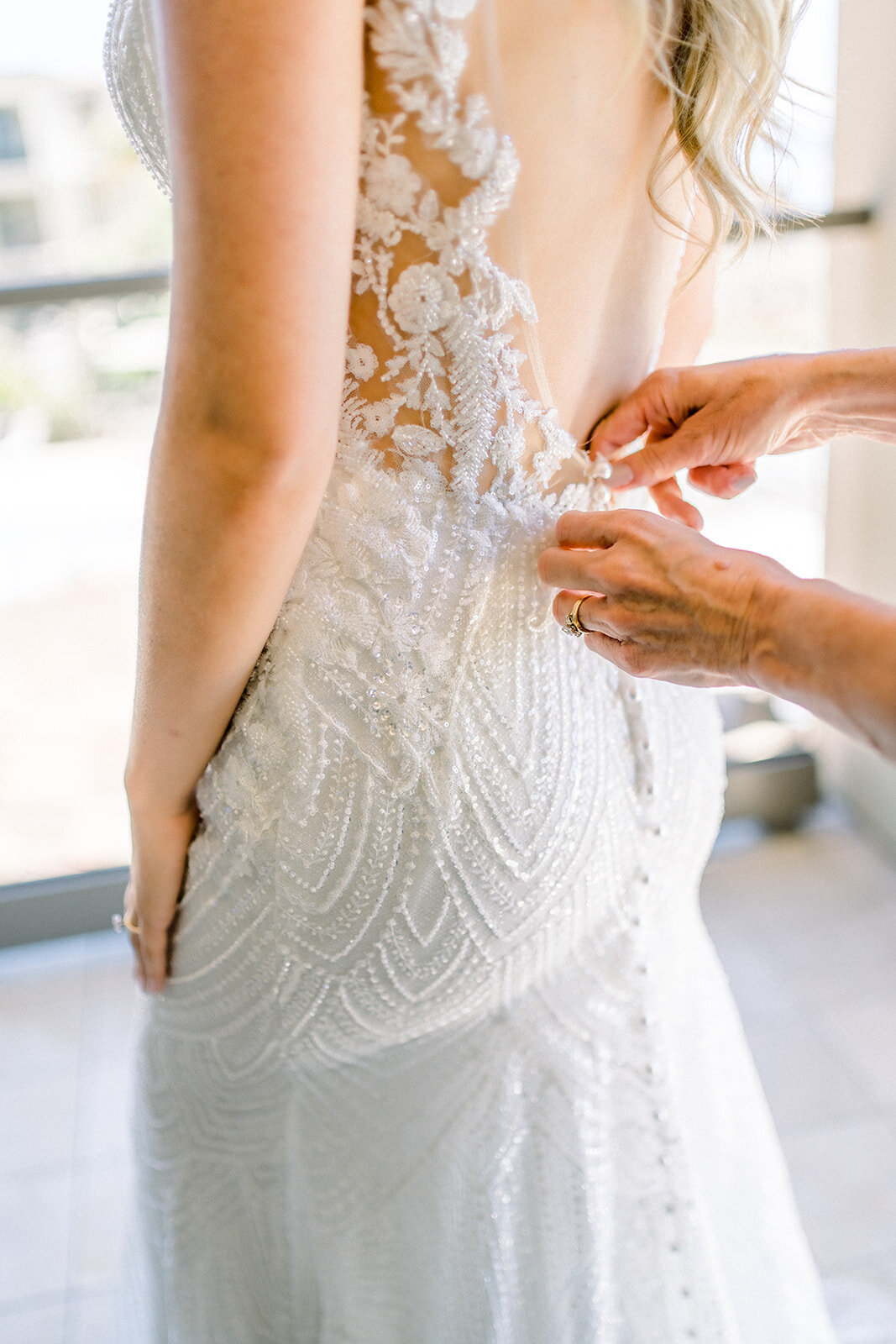 Bride’s Wedding Dress Details at Dolphin Bay Resort Wedding