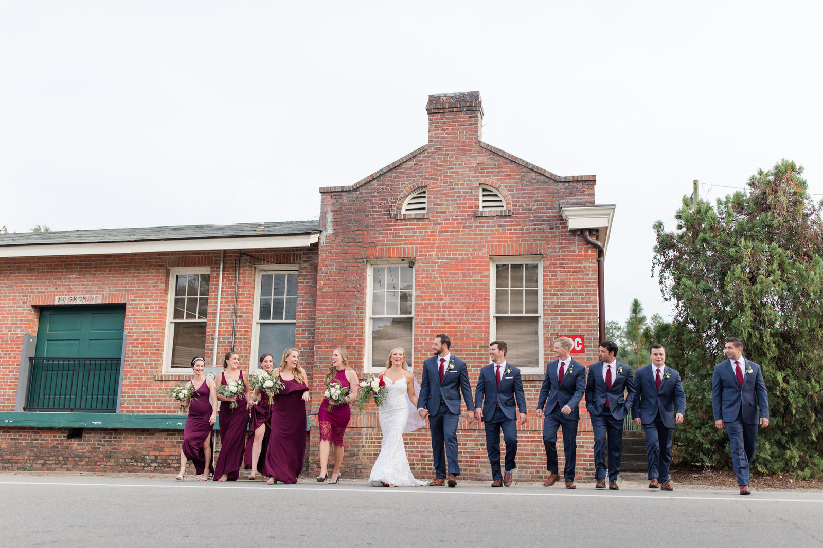 Beautiful bride and groom portrait at the Sunrise Theater, Southern Pines, NC-305 Trackside Wedding