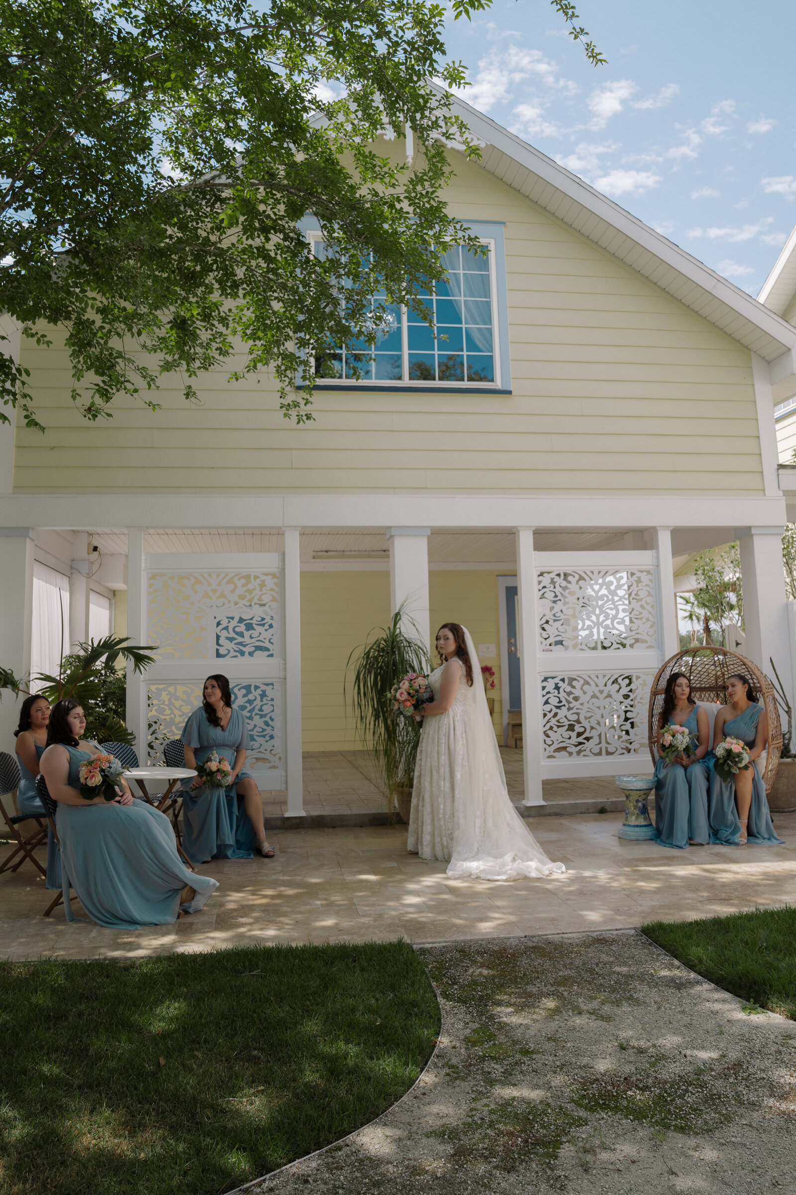 wedding party bridesmaids with bride