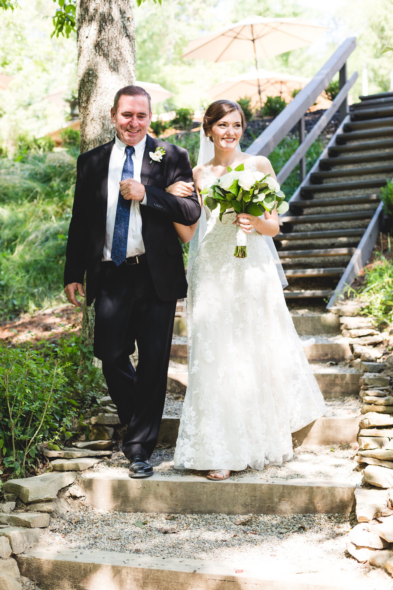 bride and father walking down isle micro wedding ohio