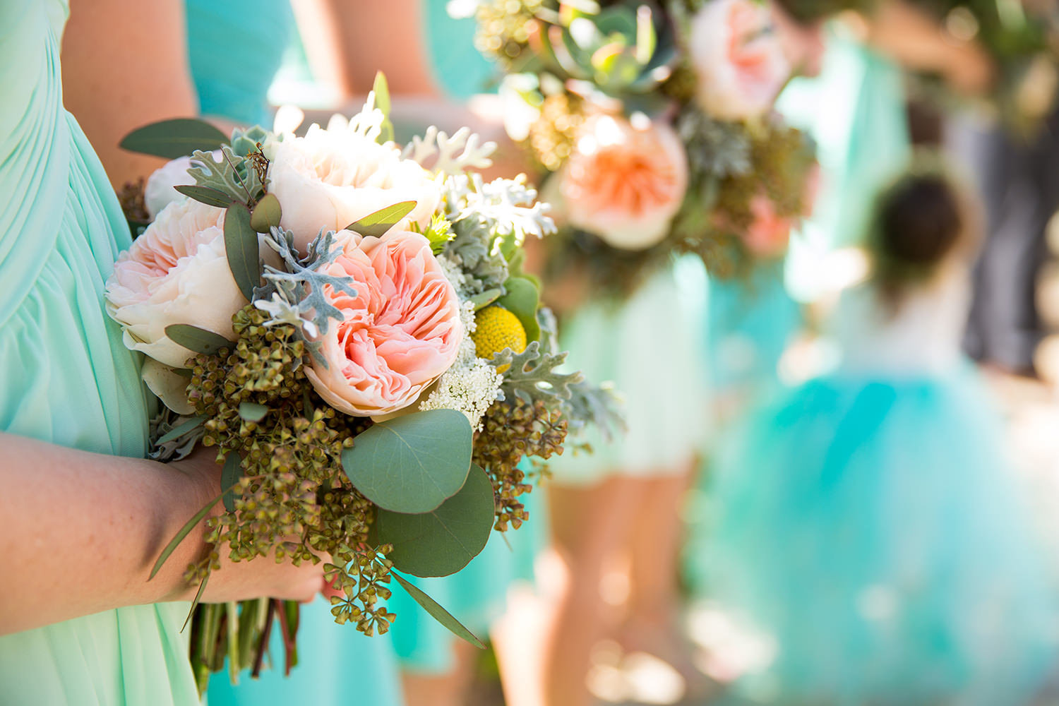 Bright, beautiful florals at a Green Gables wedding ceremony