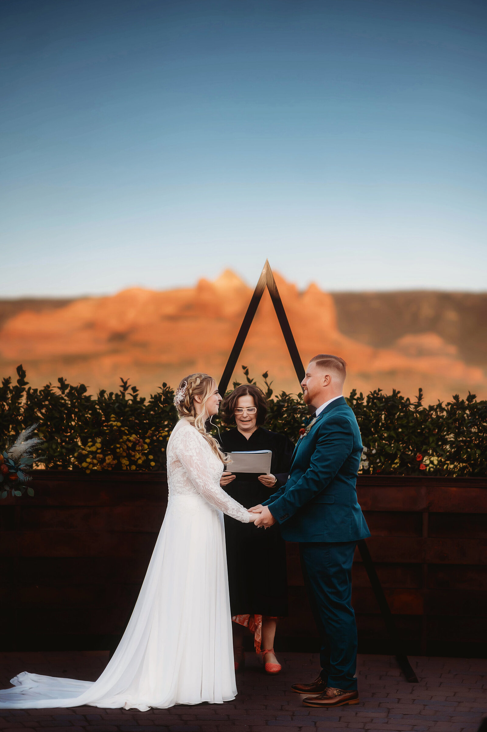Bride & Groom exchange vows during their Elopement in Sedona, AZ.