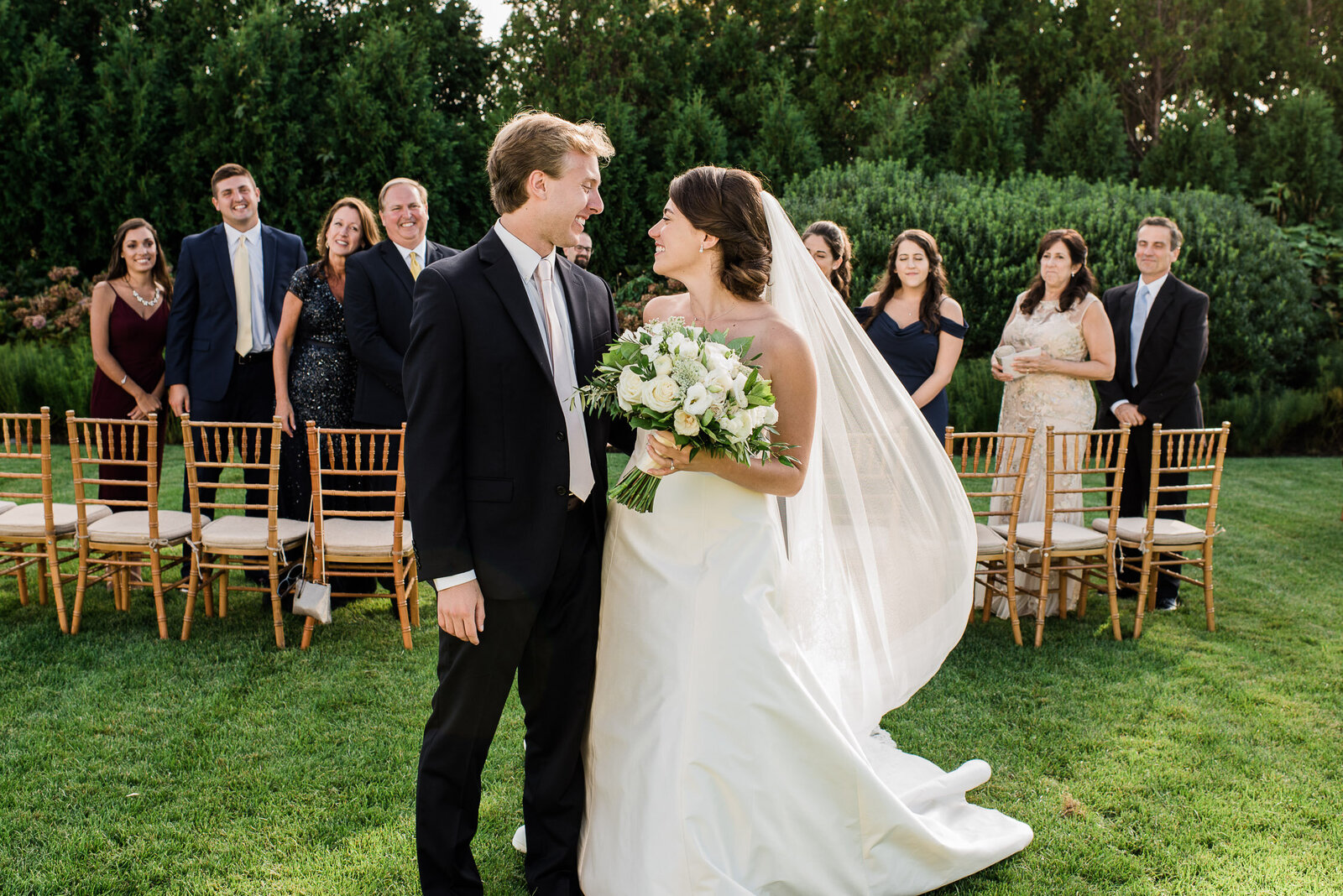bride and groom recessional at Ocean House