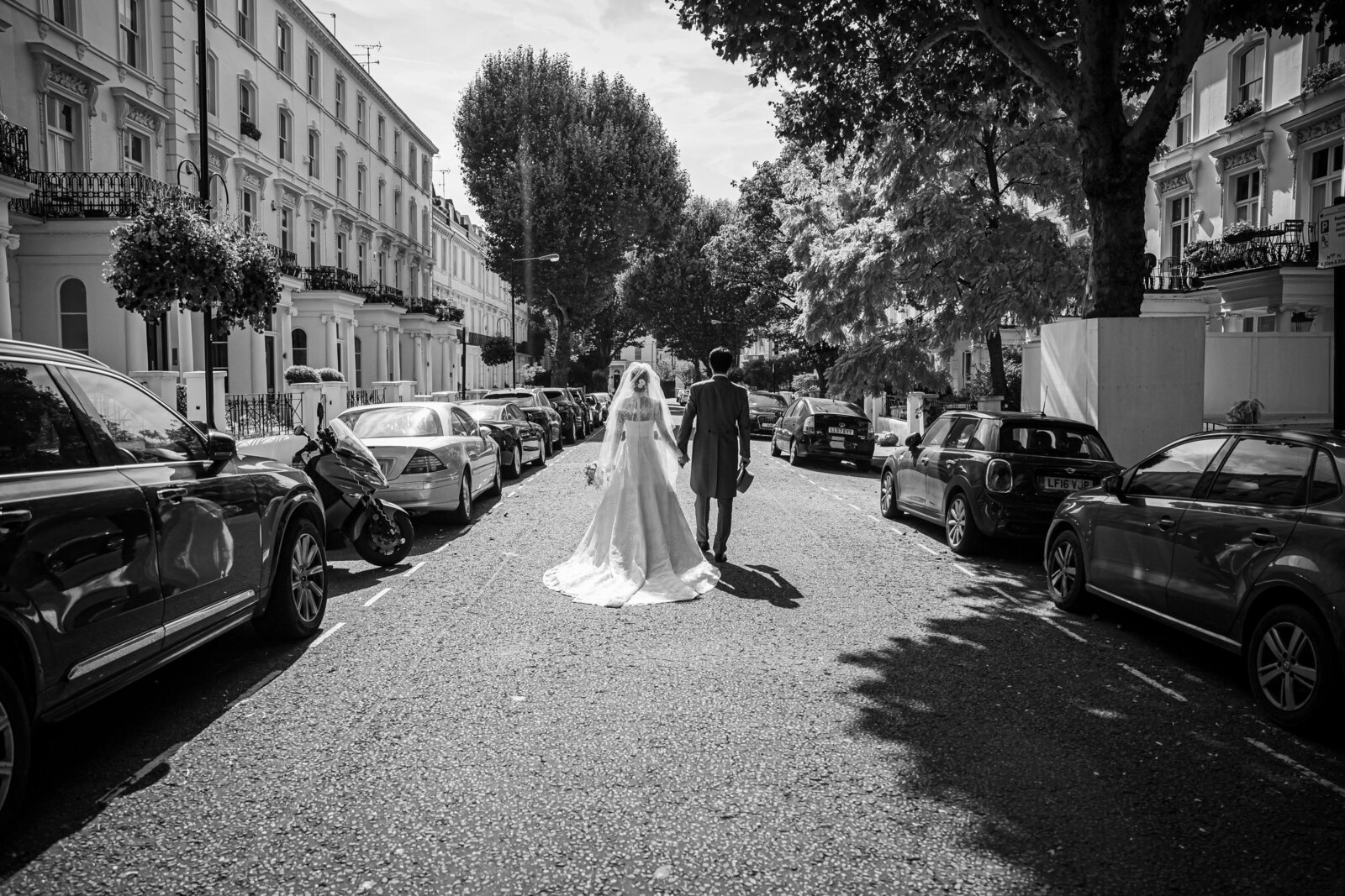 Black and white photo of Japanese wedding in London