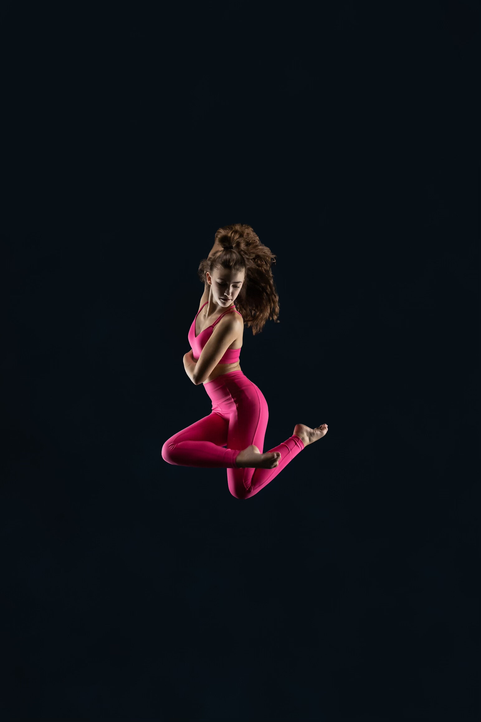 Bold jump of female dancer