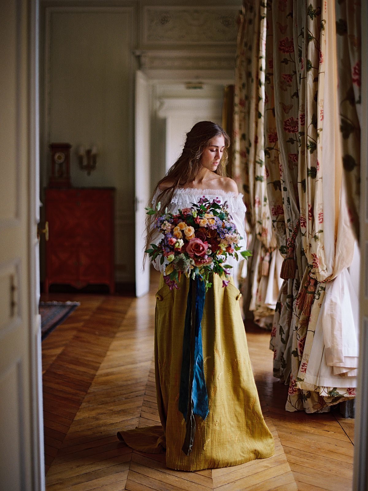 Ochre linen silk tulle wedding dress Joanne FlemingDesign Brumley&WellsPhoto Ponderosa&ThymeWorkshop (70)