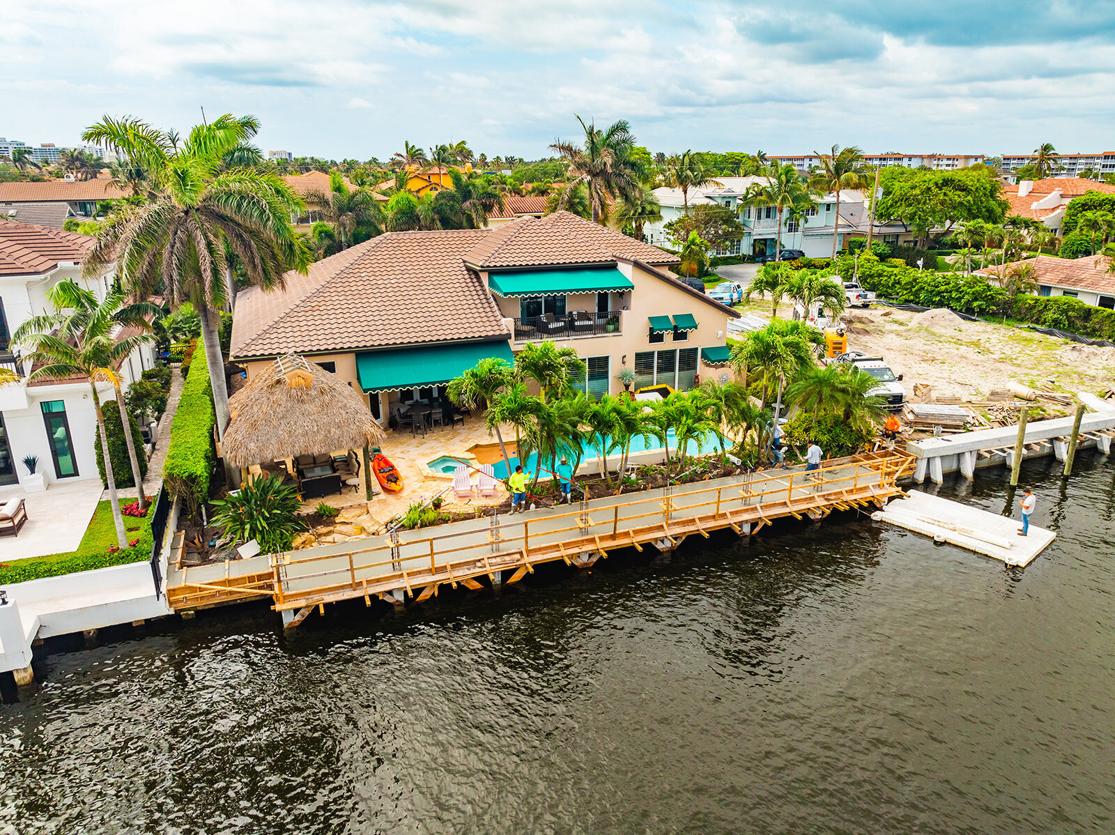 Florida Home on intercoastal under dock construction