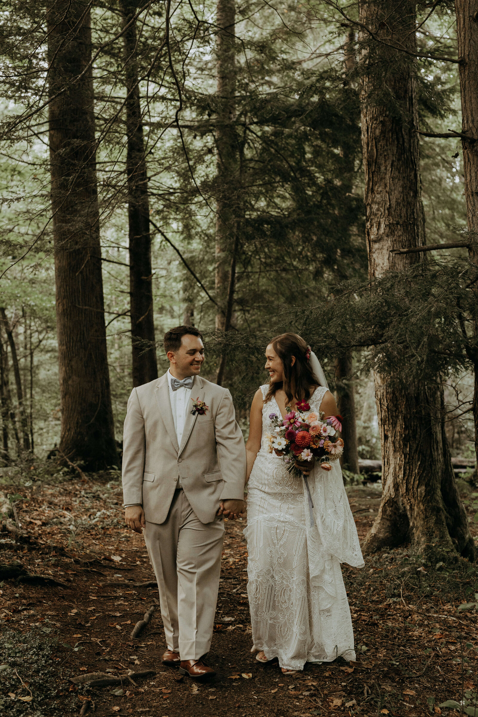 bride and groom portraits in Great Smoky Mountains