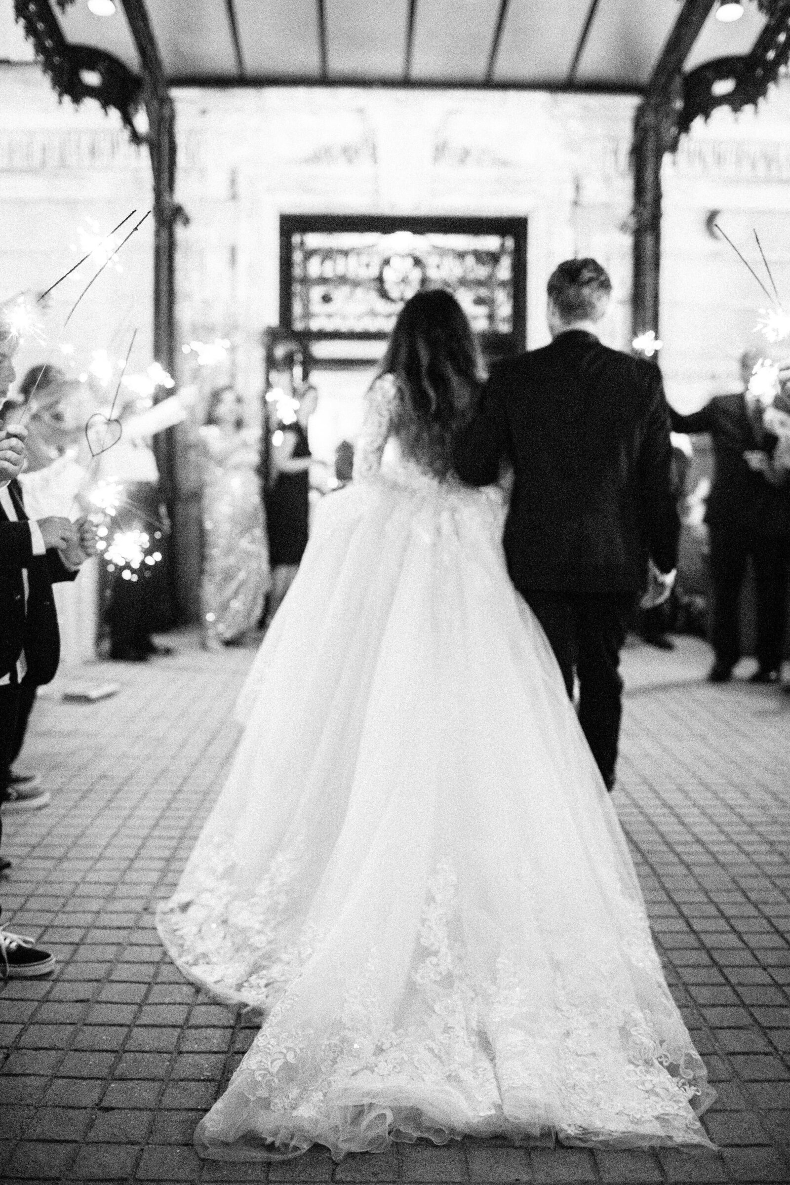bride and groom exit