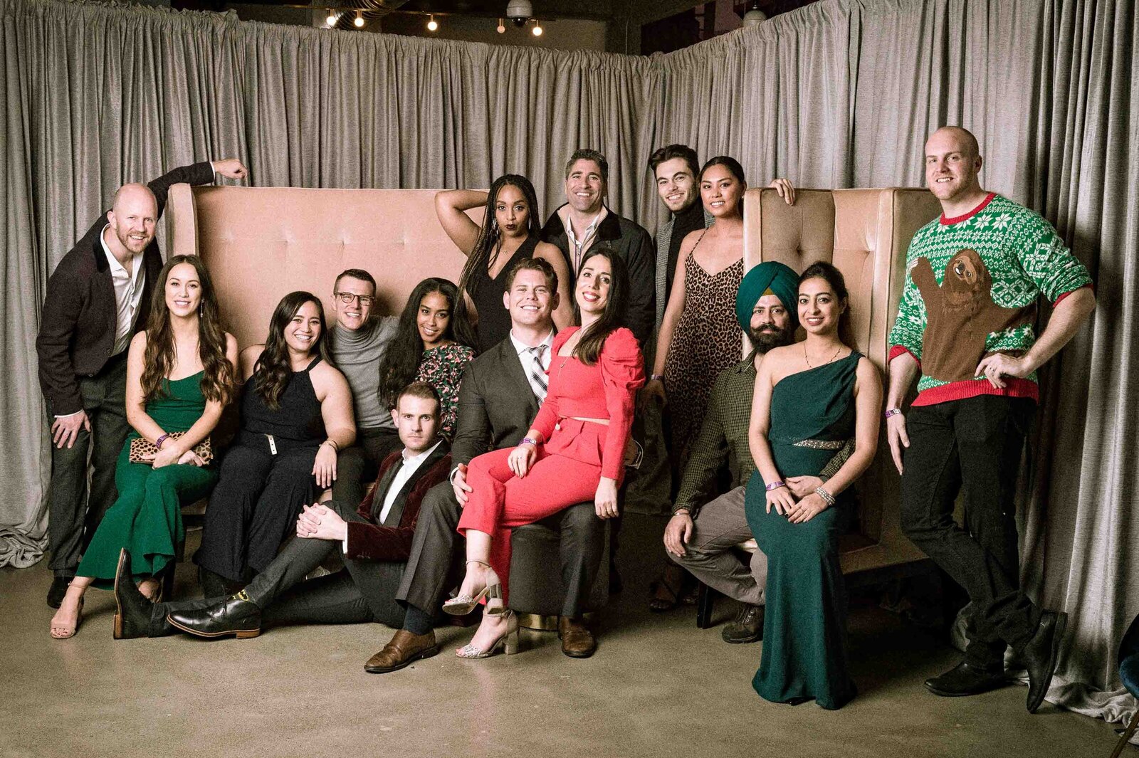 Holiday party group formal portrait. -