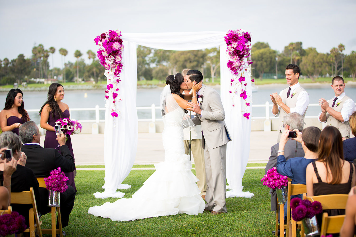 bride and groom at beautiful ceremony space coronado community center