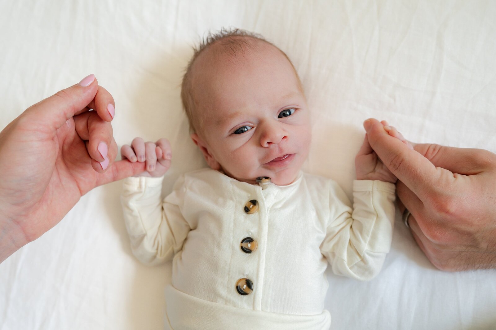 Close-up of newborn yawning during Baltimore lifestyle photography session