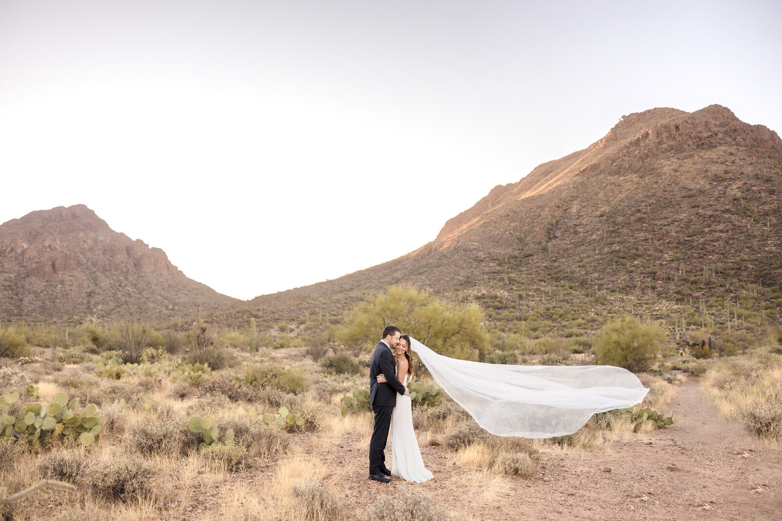 Bride and Groom in the Desert in Austin Texas
