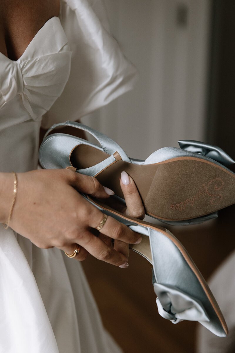 Bride shoes taken by idaho wedding photography