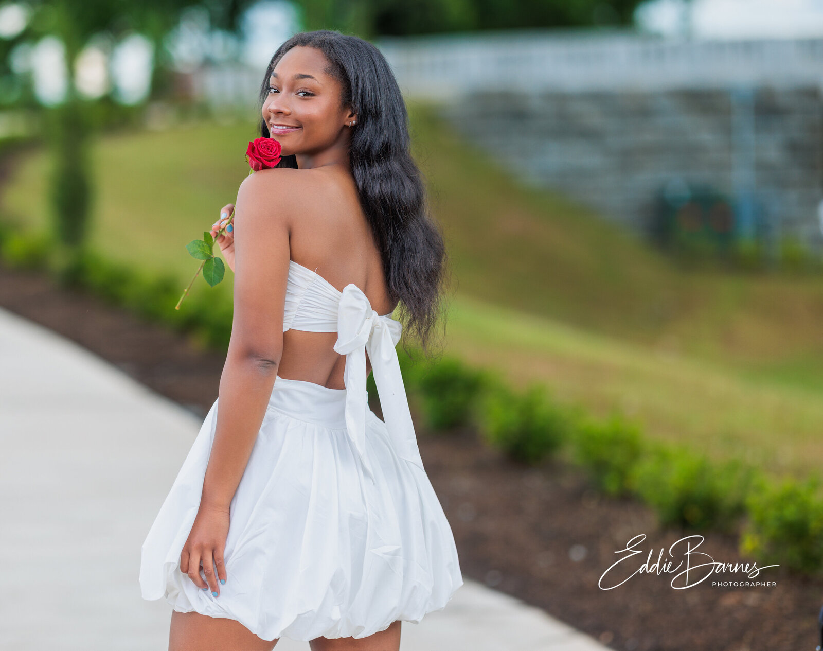 Senior Portrait in white dress
