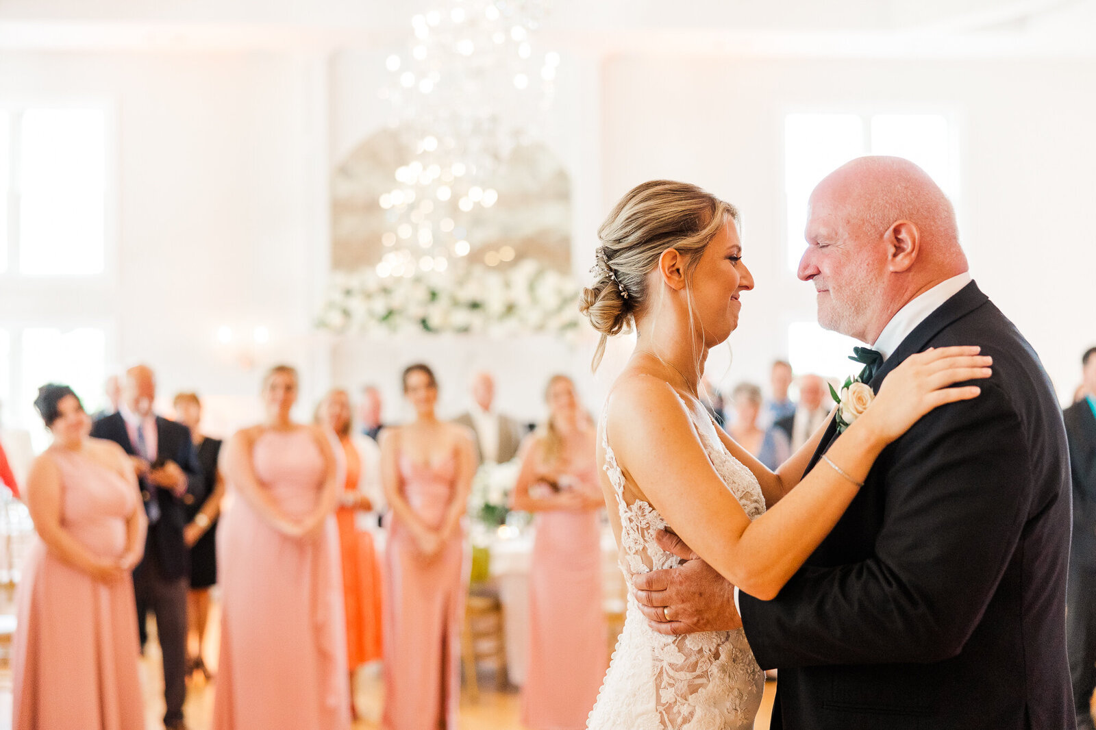 Emotional father-daughter dance moment at SkyView Golf Club wedding reception