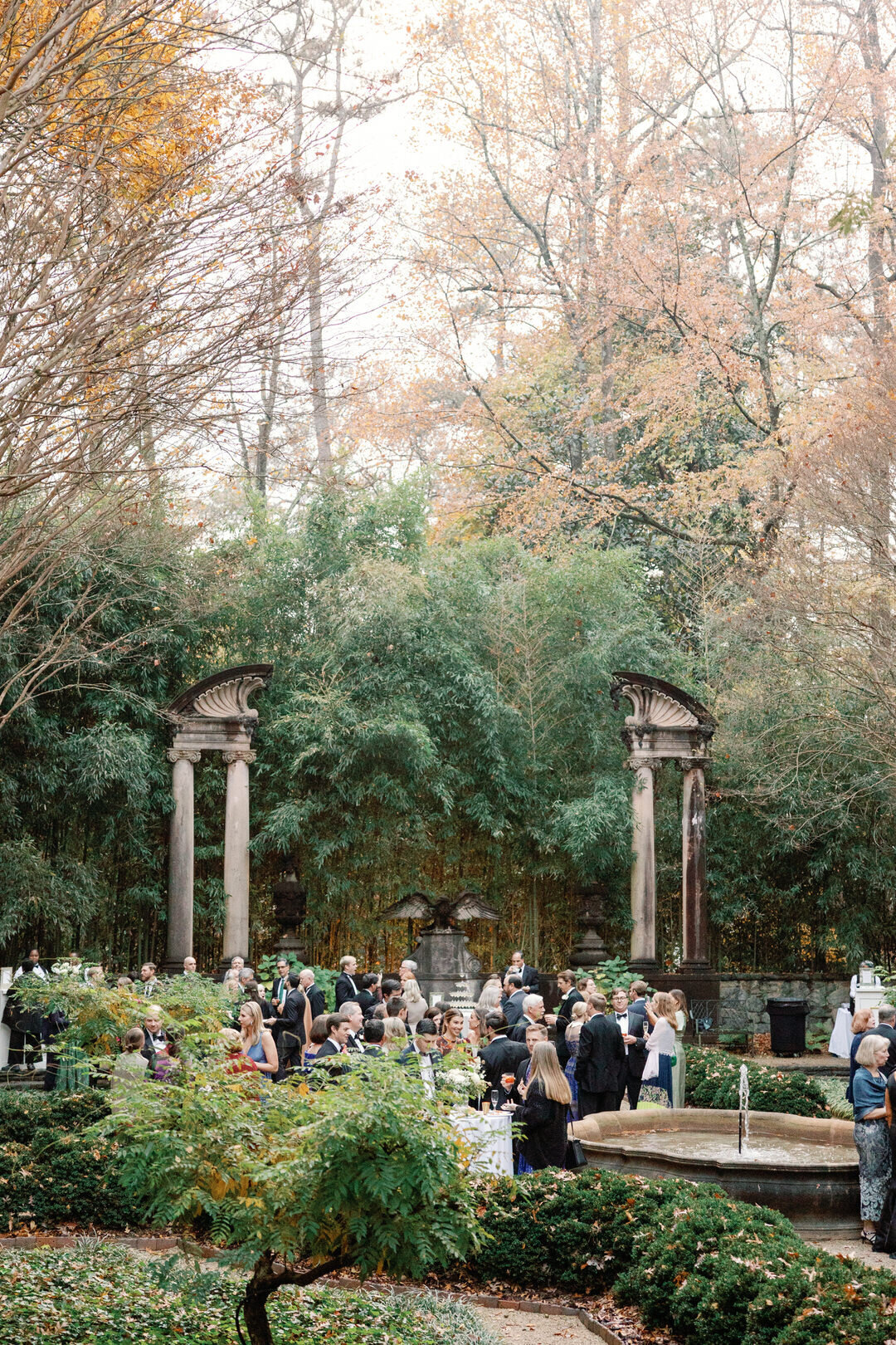 Wedding Cocktail Hour in Garden at Swan House at Atlanta History Center