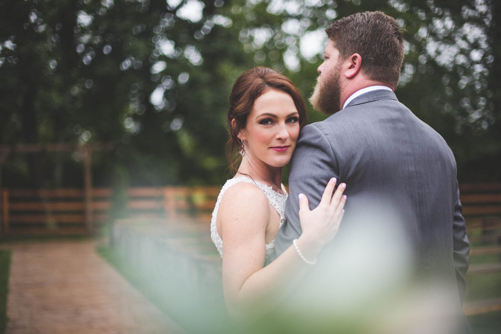 bride-and-groom-through-bouquet-barn-wedding-fall-ohio