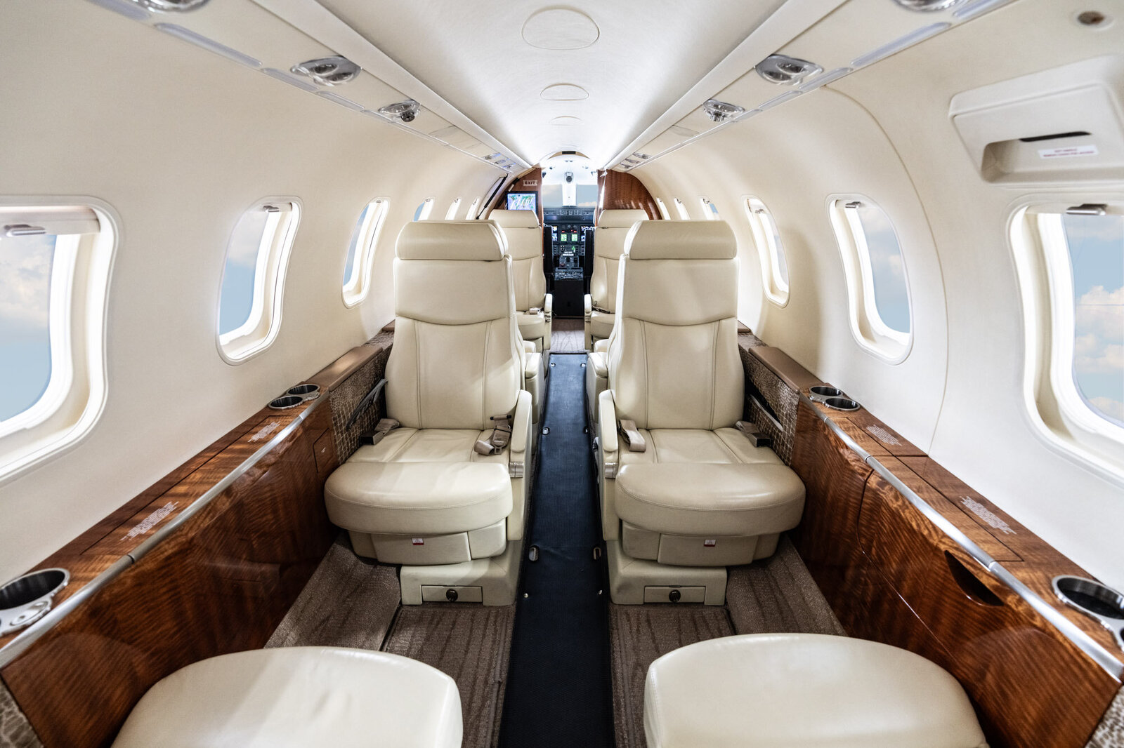 Interior of Learjet for aircraft brokerage