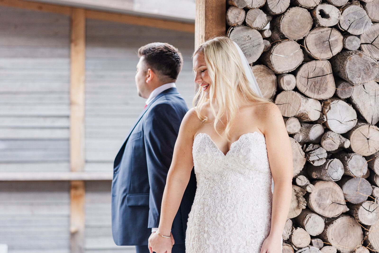 Bride and groom first look photography at the venue