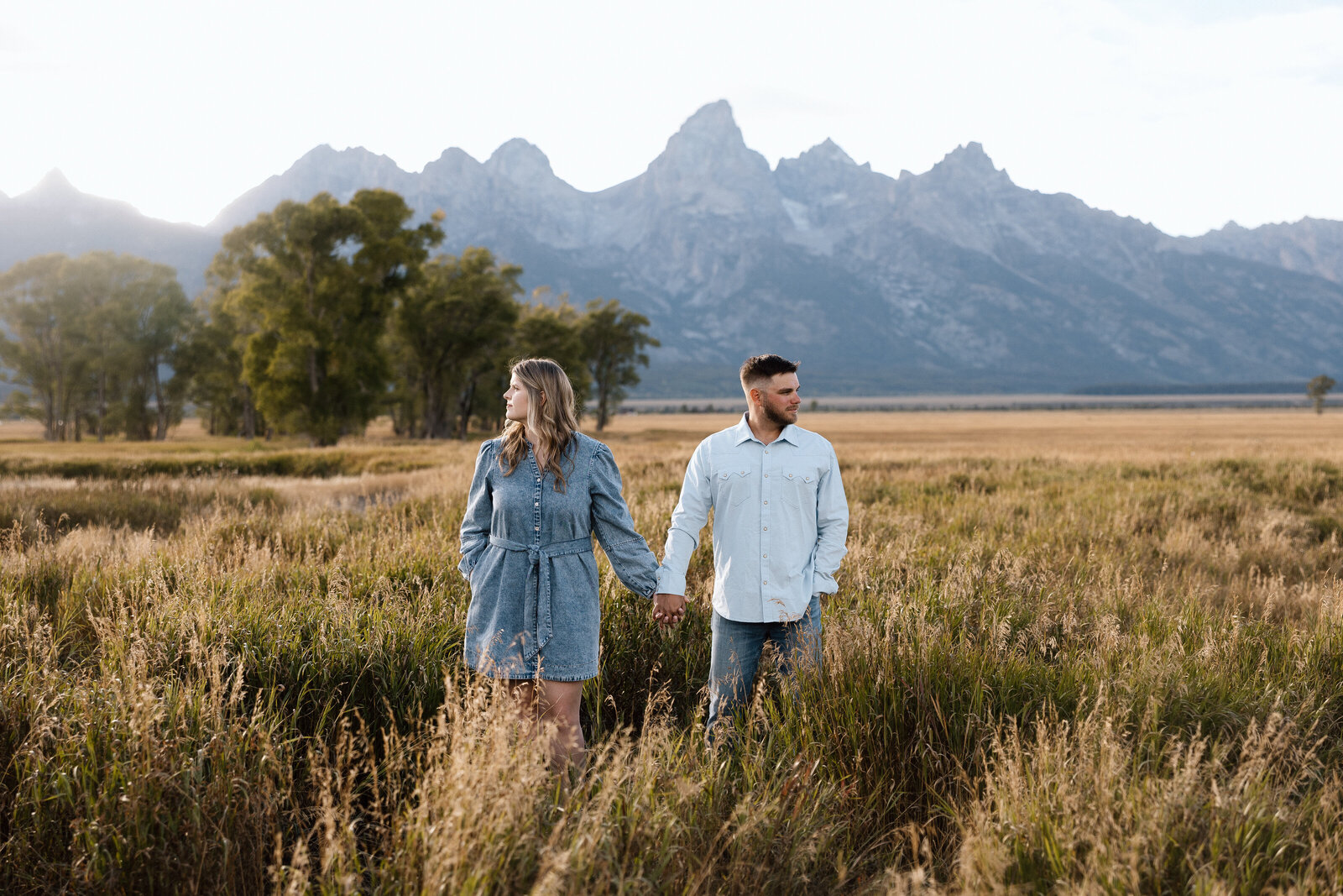 Grand tetons engagement photos at Mormon Row