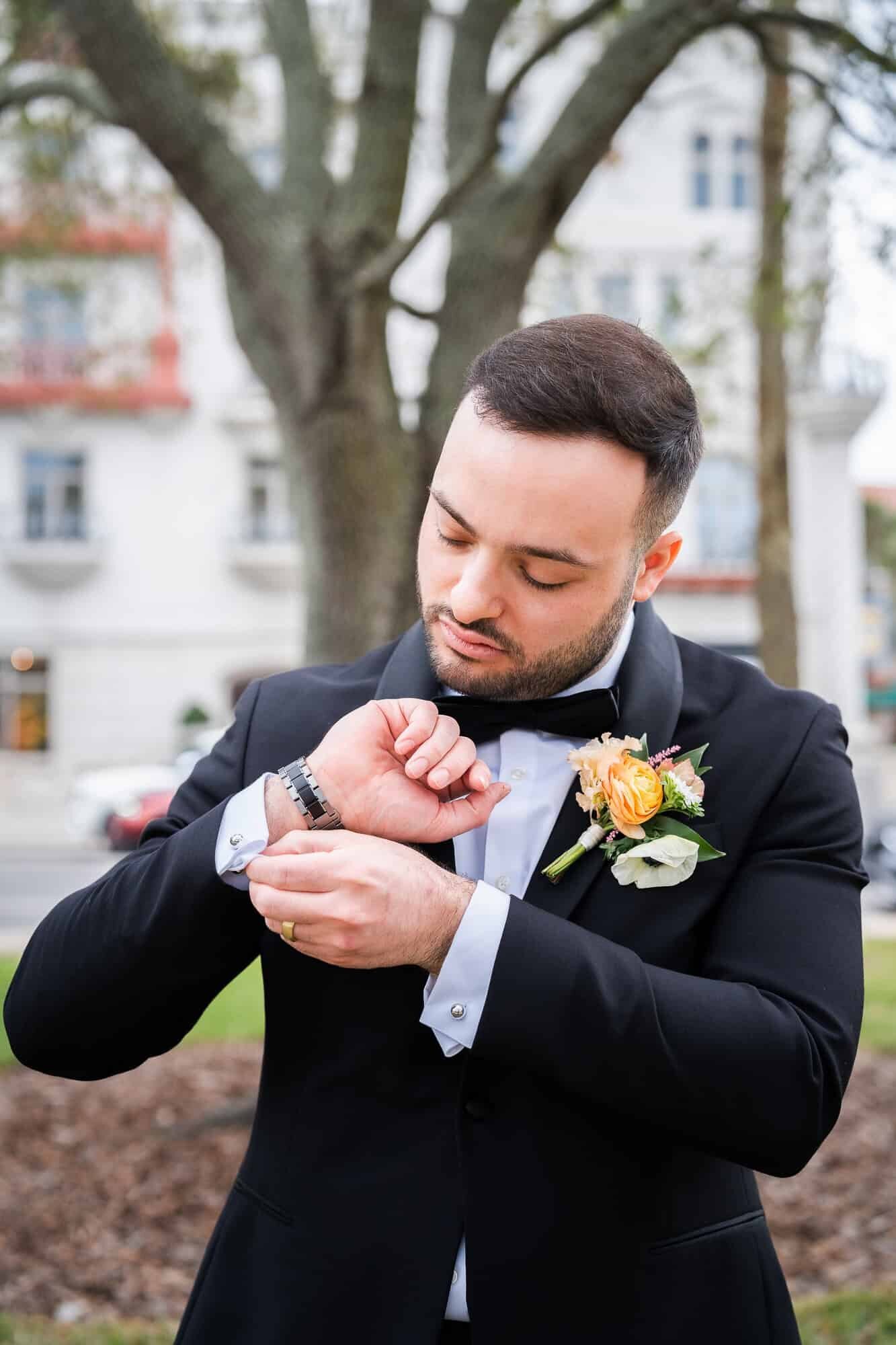 groom portraits at jewish wedding at Casa Monica in St Augustine wedding Venue