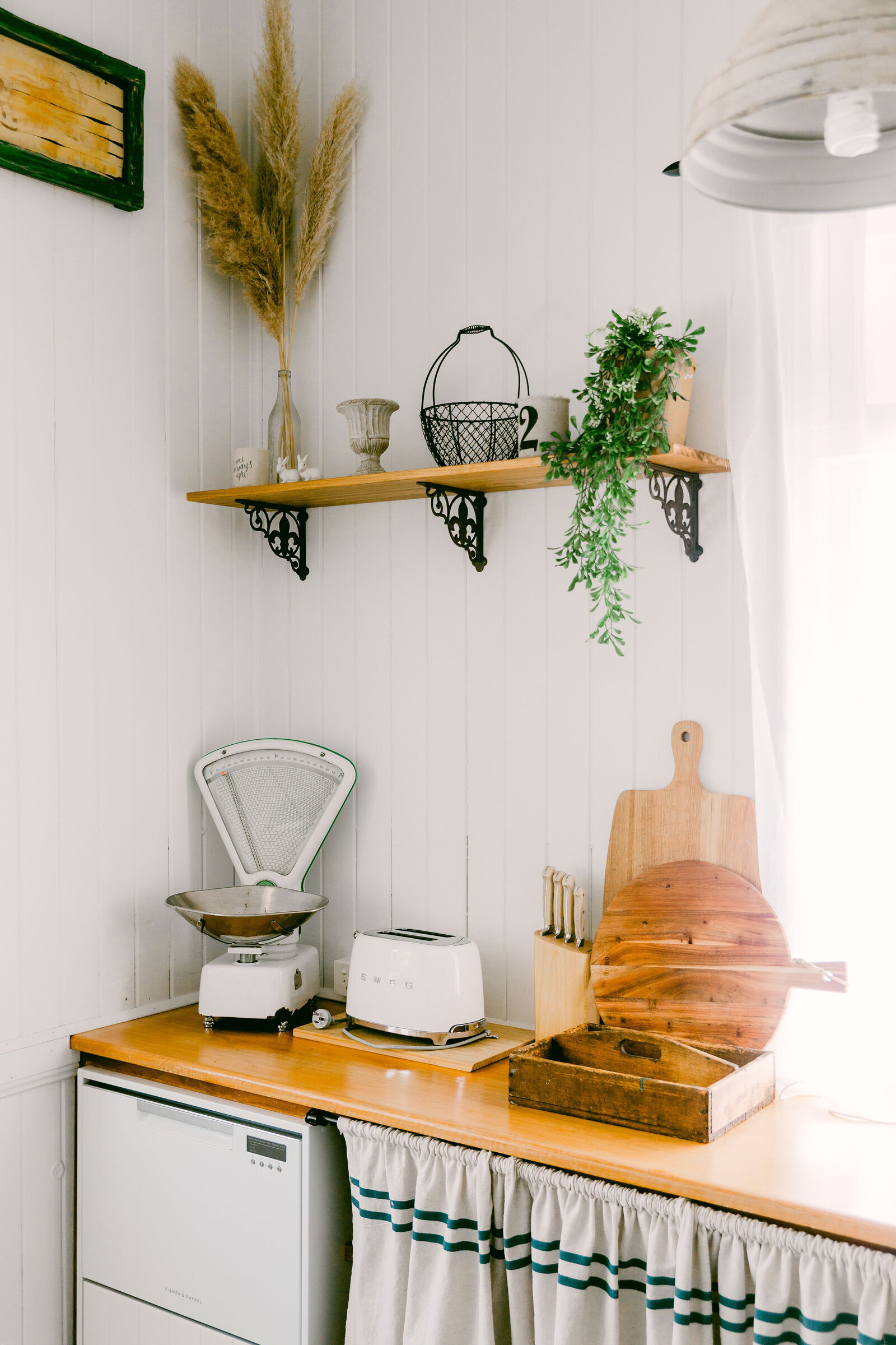 Queensland Australia bungalow Airbnb photography by Chelsea Loren bright white vintage kitchen