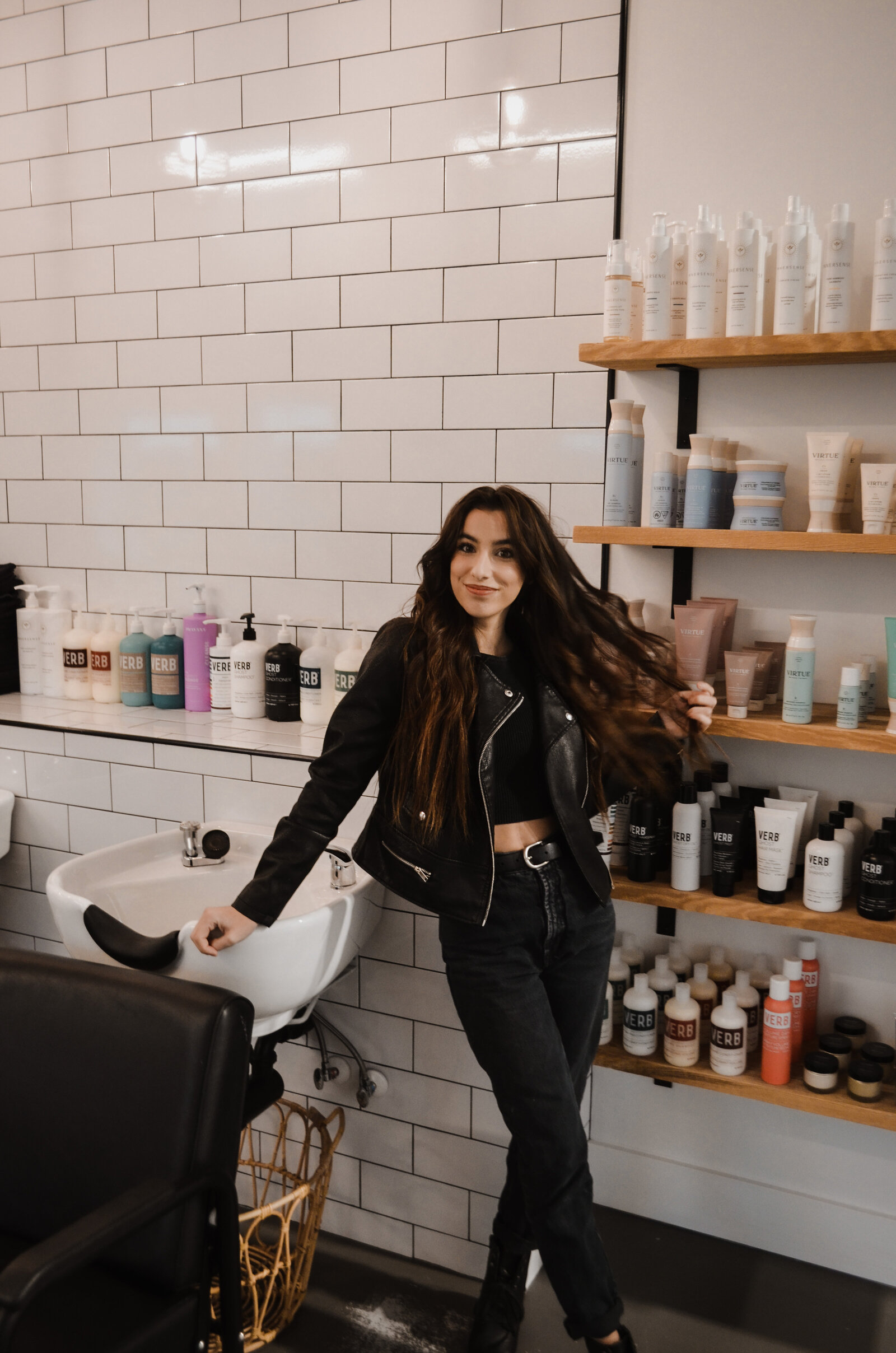 fixing hair by sink3